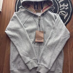 Burberry Gray Hoodie with Signature Lining